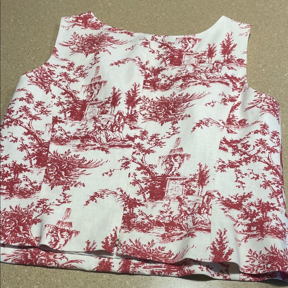 Pendleton White and Red toile sleeveless blouse with Lining - Picture 6 of 6